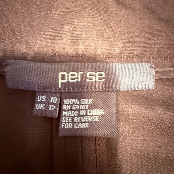 Per Se by Carlisle Chocolate Brown 100% Silk Wrap Blouse Size 10/Medium - Picture 5 of 12